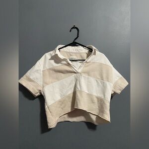 Abercrombie & Fitch Cream and White Crop Top
